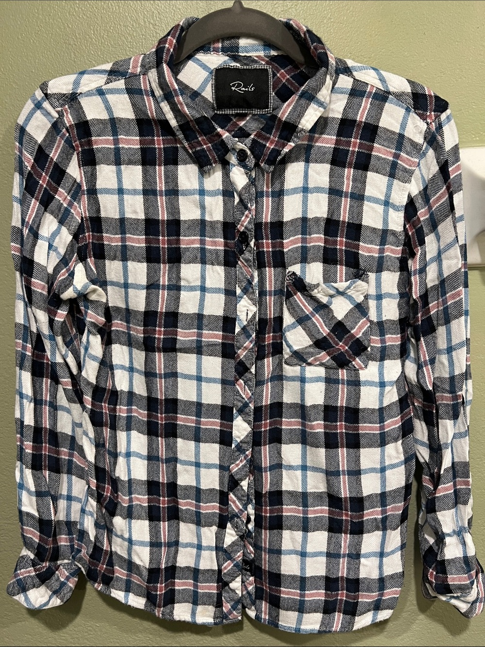 Rails Plaid Button-Up in Navy, White & Mauve